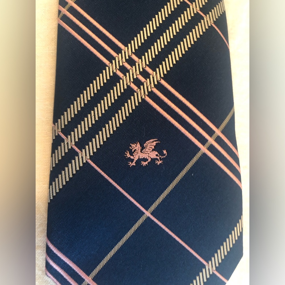 Sons of the Dragon Club Beta  Fraternity tie Navy Blue Pink White